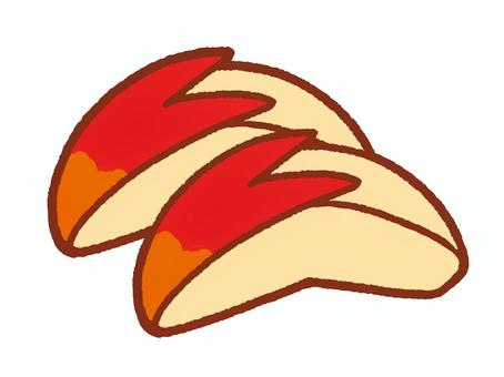 うさぎりんご　2個 うさぎりんご,カット,りんご,林檎,果物,飾り切り,野菜,食べ物,手書き,サラダのイラスト素材