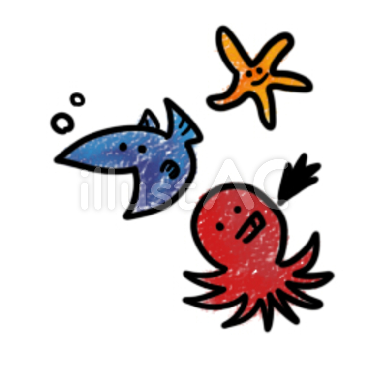 海洋生物 海,魚,タコのイラスト素材