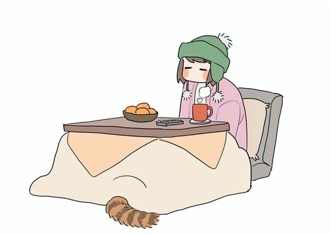 こたつでまったり こたつでまったり こたつ,炬燵,猫,しっぽ,ほっこり,冬,帽子,まったりのイラスト素材