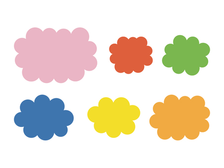 楽しいもくもくフレームセット　カラフル もくもく,フレーム,セット,枠,雲,雲形,見出し,タイトル,ゆるかわ,かわいいのイラスト素材