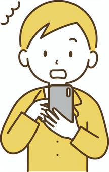 スマホを見て驚くスーツの男性 男性,人,スーツ,スマホ,驚く,びっくり,衝撃,驚き,ビジネスマン,会社員のイラスト素材