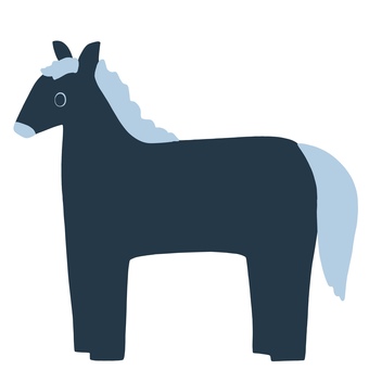 水色の立て髪のシンプルな馬 馬,かっこいい,かわいいのイラスト素材