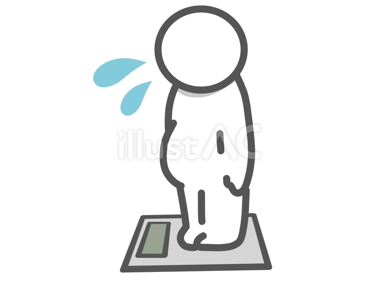 体重計に乗る人　汗 体重計,乗る,検査のイラスト素材