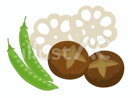 さやえんどう・れんこん・椎茸