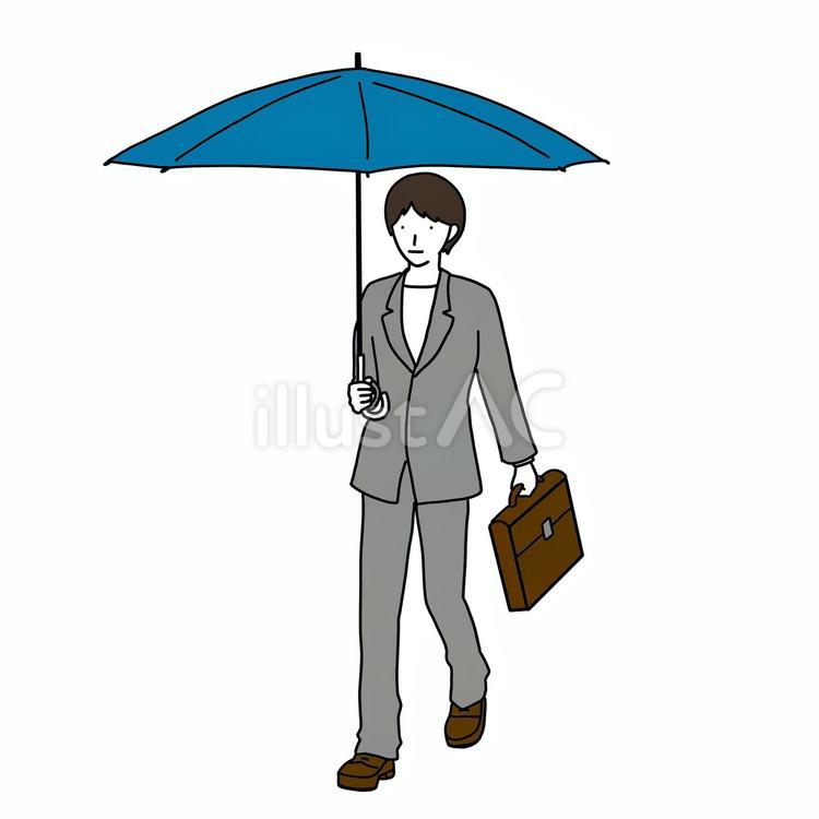 傘をさして歩いているスーツの人4 傘,雨,梅雨のイラスト素材
