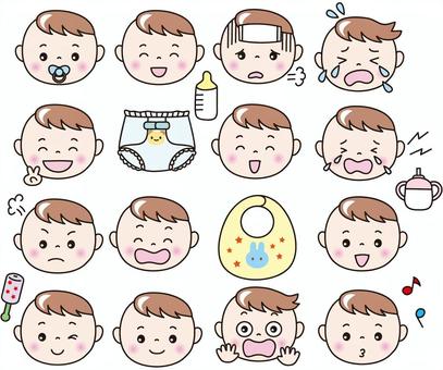 赤ちゃん(顔色々） 人物,赤ちゃん,顔,ベビー,かわいいのイラスト素材