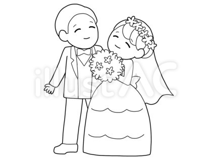 結婚するカップル笑顔モノクロ