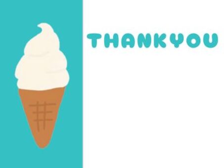 アイスクリームのサンキューカード アイスクリーム,ソフトクリーム,青,緑,手描き,サンキューカードのイラスト素材