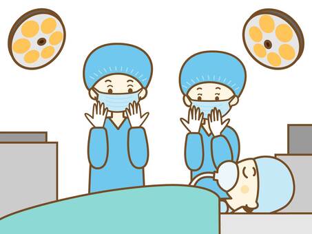 手術中1 手術,手術中,医師,外科医,医者,先生,担当医,医療,執刀医,患者のイラスト素材