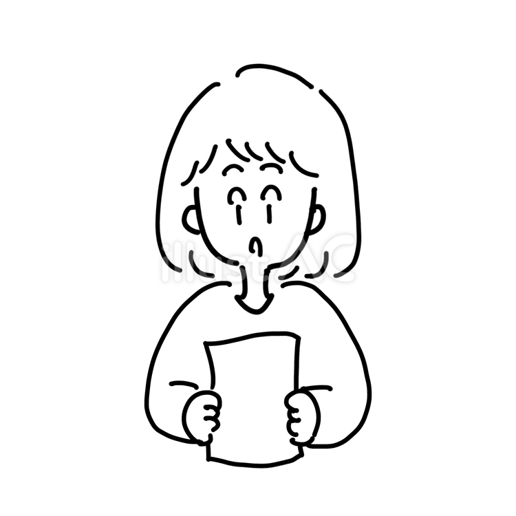 書類を見る女性　白黒 女性,女の人,書類のイラスト素材