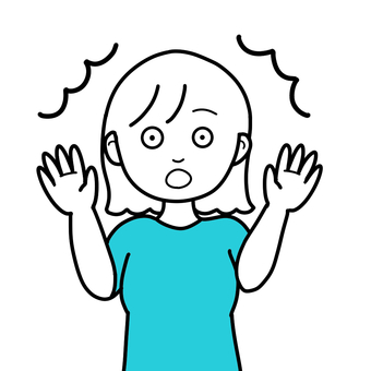 シンプルびっくり女（b） シンプル,人,びっくり,女,驚く,パニック,両手,あげる,放心,唖然のイラスト素材