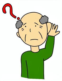 耳が聞こえにくい老人 老人,年寄り,おじいちゃん,人物,耳,はてな,手書きのイラスト素材