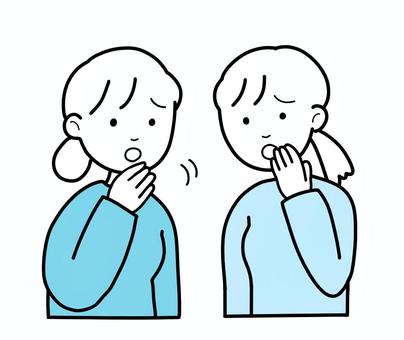 噂話する女達（b） シンプル,人,女,噂,噂話,線画,立ち話,友達,友人,同僚のイラスト素材