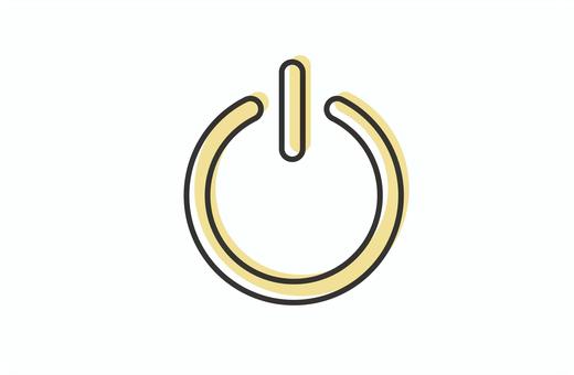 黄色い電源　アイコン 電源,パソコン,アイコン,pc,電化製品,家電,起動,スマホ,機器,入れるのイラスト素材