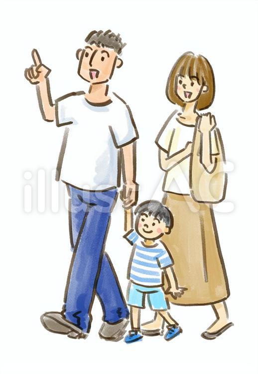 手描きの3人家族 家族,ファミリー,家族連れのイラスト素材