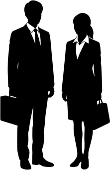 サラリーマンとOLのシルエット サラリーマン,ol,会社員,ビジネス,社会人,スーツ,オフィス,ビジネスウーマン,ビジネスマン,働くのイラスト素材