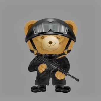 特殊部隊bear くま,くまさん,特殊部隊,軍隊,熊,銃のイラスト素材