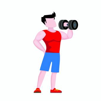 ウェイトリフティング 003 筋トレ,ダンベル,トレーニング,運動,フィットネス,男性,スポーツ,体力づくり,筋肉,赤い服のイラスト素材