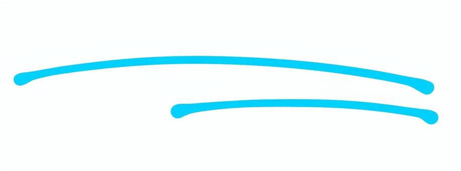 長短二重カーブ飾り線（水色） 線,ライン,下線,カーブ,二重,長い,短い,アンダーライン,素材,飾りのイラスト素材