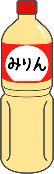 みりんのボトル 液体,みりん,ひらがな,調味料,ボトル,薄黄色,カラー,キャップ,赤,全体のイラスト素材