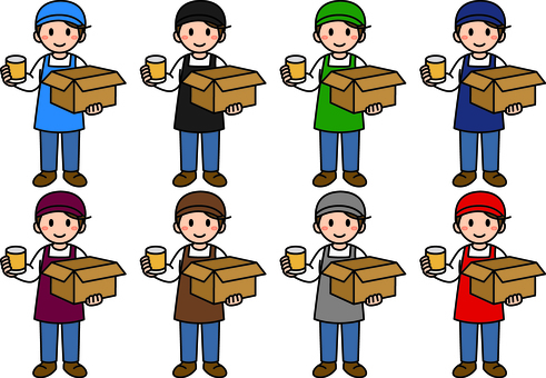 スタッフの入荷作業です。 小売店,スーパー,シンプル,スタッフ,商品,管理,在庫,陳列,作業,検品のイラスト素材