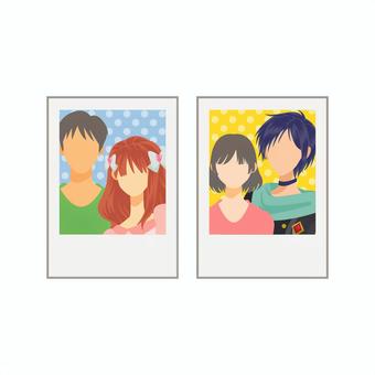 ファンとアイドルのツーショット写真 推し活,推し,写真撮影,アイドル,アイテム,グッズ,オタ活,オタク,ファンサ,女性のイラスト素材