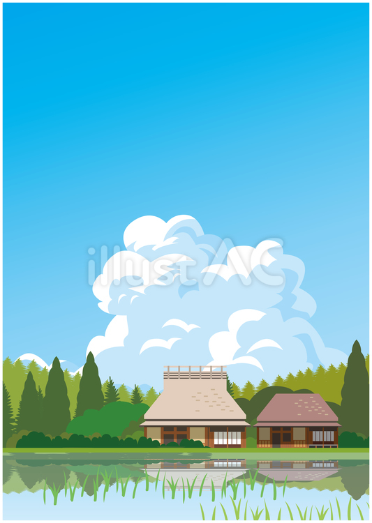 夏の田舎風景 夏,夏季,自然のイラスト素材