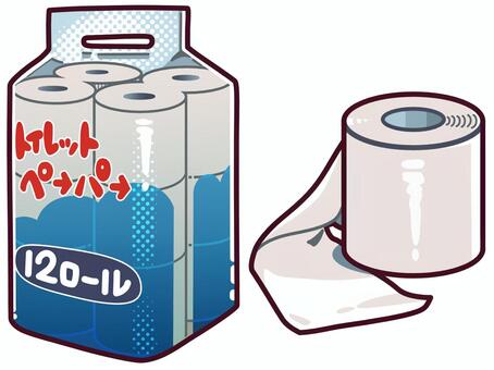 トイレットペーパーセット_主線有Ver トイレットペーパー,トイレ,日用品,生活用品,衛生,便利,清潔,紙,ロール紙,生活のイラスト素材