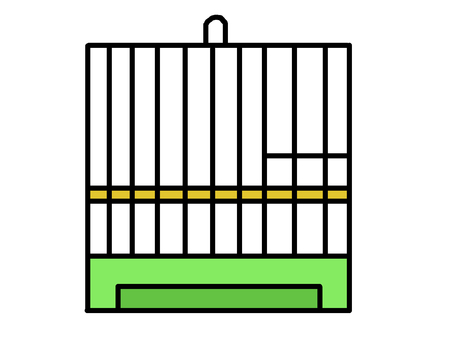 鳥かご 鳥かご,止まり木,飼育,金属製,容器,イラストのイラスト素材