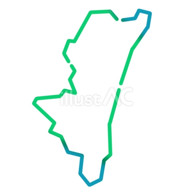 宮崎(ネオン風) 宮崎,ネオン,地図のイラスト素材