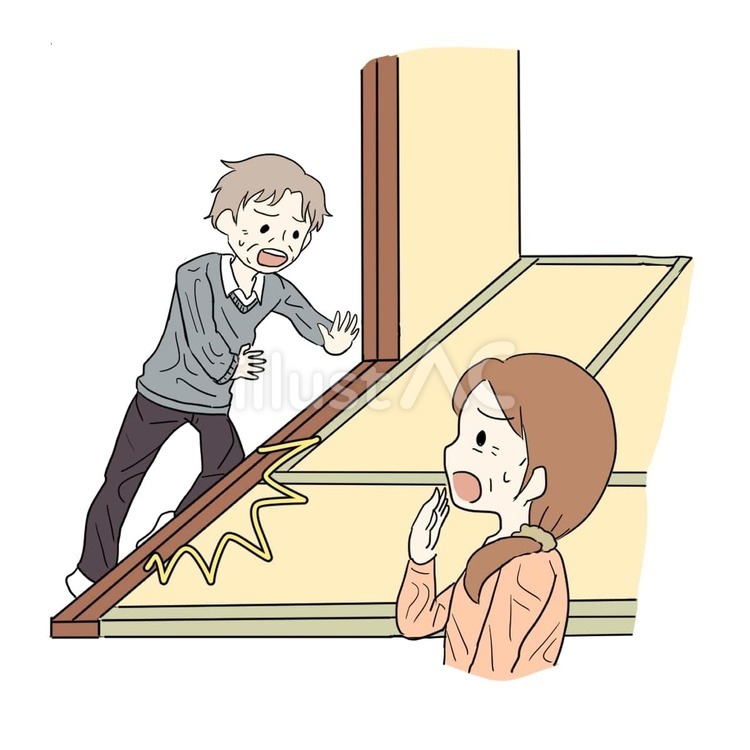段差でつまずくお年寄り おじいさん,老人,段差のイラスト素材