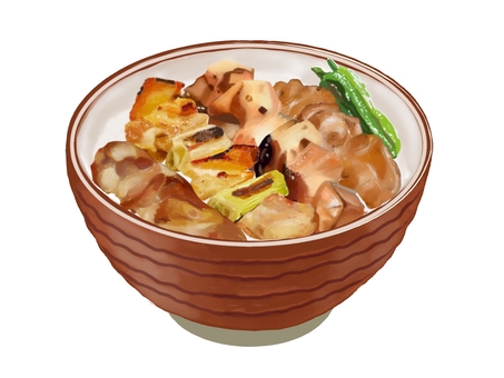焼き鳥丼（26） 焼き鳥,鶏肉,丼,ししとう,日本料理,食べ物,和食,日本食,ご飯,タレのイラスト素材
