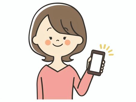 スマホを持った若い女性 スマホ,画面,見せる,登録,誘導,紹介,案内,説明,教える,お知らせのイラスト素材