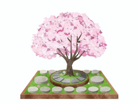 樹木葬ベクター素材02 樹木葬,桜,墓,イメージ,花,霊園,木,墓参り,墓石,先祖のイラスト素材