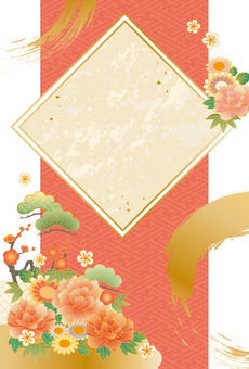 華やかな年賀状⑥（背景） 年賀状,午年,馬,干支,お正月,2026年,令和8年,年賀,賀詞,新年のイラスト素材