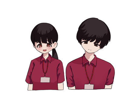 福祉職員の男女 福祉職員,介護士,介護,ヘルパー,生活指導員,ケアマネジャー,ケースワーカー,生活相談員,支援員,就労継続支援のイラスト素材