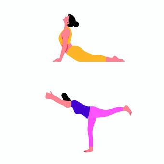 ヨガ 0117 ヨガ,ブリッジ,女性,ストレッチ,柔軟,体操,運動,健康,フィットネス,姿勢のイラスト素材