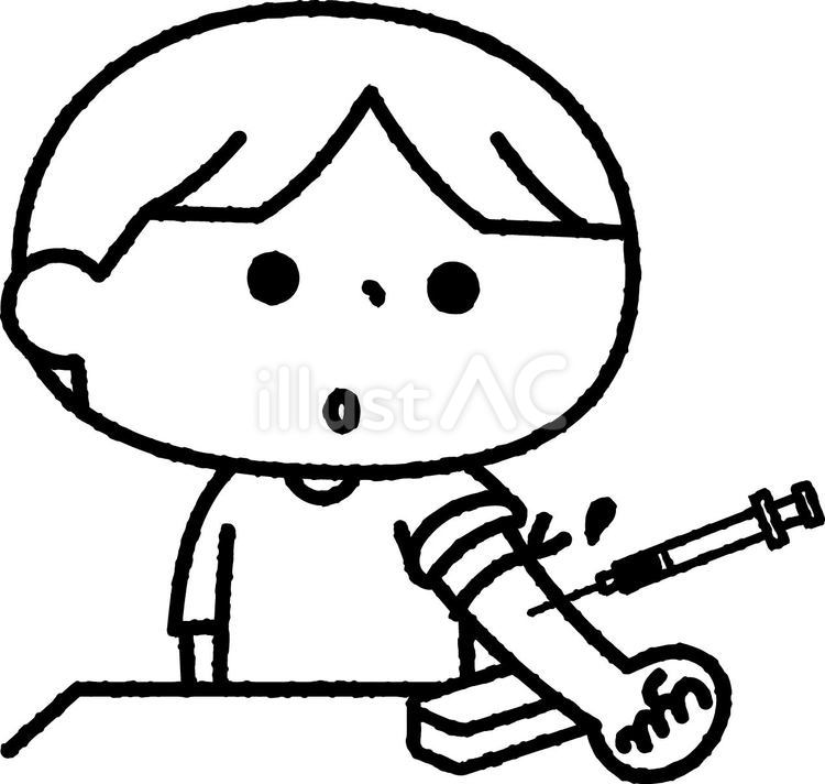 採血検査を受ける男の子モノクロ 人物,子供,採血のイラスト素材