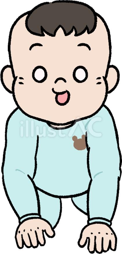 前向きのハイハイをする赤ちゃん