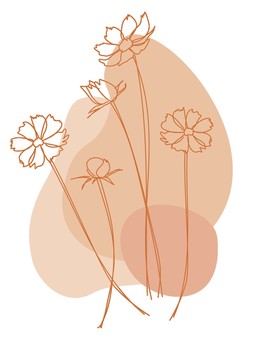 コスモス ワンポイントイラスト02 コスモス ワンポイントイラスト02 秋,コスモス,シンプル,カラー,ポップ,流体,シェイプ,オレンジ,あしらい,おしゃれのイラスト素材