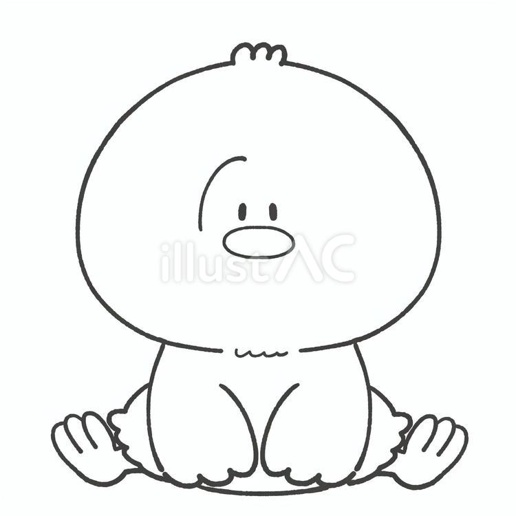 かわいいヒヨコの白黒手描きイラスト ヒヨコ,白黒,かわいいのイラスト素材