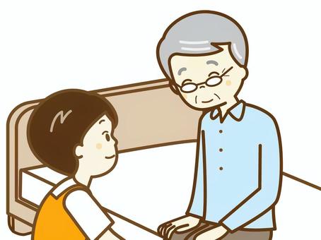 介助11 介助,介助員,ヘルパー,仕事,サポート,デイケア,入所施設,福祉,福祉施設,ベッドのイラスト素材