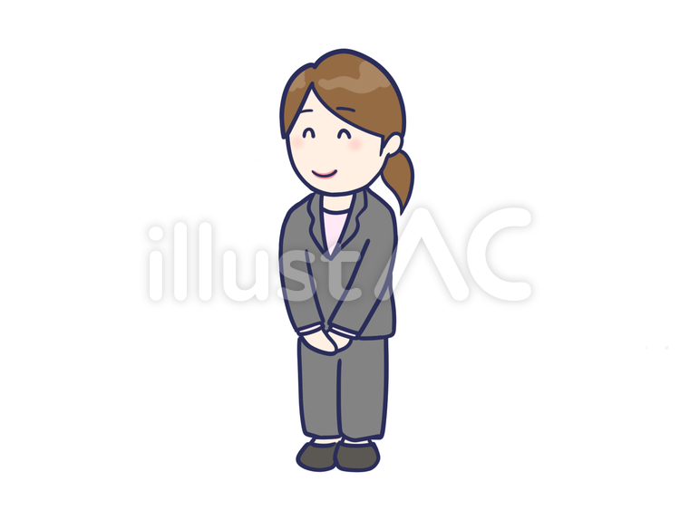 スーツ　ありがとうございます　女性 ありがとうございます,感謝,お辞儀のイラスト素材