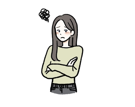 呆れて，困る女性 呆れる,モヤモヤ,うーん,困る,悩む,がっかり,どうしよう,女性,驚く,ショックのイラスト素材