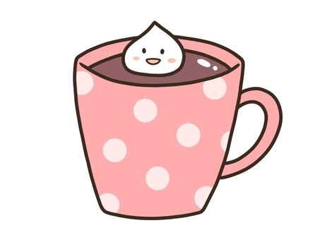 ココア(ピンク) ココア,飲み物,ホット,ホットドリンク,ホットチョコレート,イラスト,カットイラスト,手描き,シンプル,デフォルメのイラスト素材