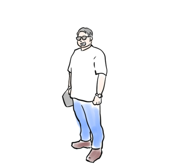 ジーパンを履いている男性