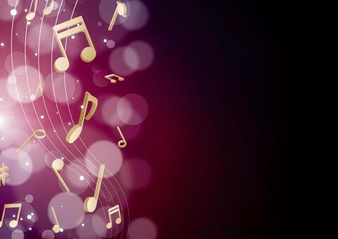 流れる音符と幻想的な紫色の光の背景素材 音楽,音符,記号,楽譜,曲線,光,玉ボケ,パーティクル,背景のイラスト素材