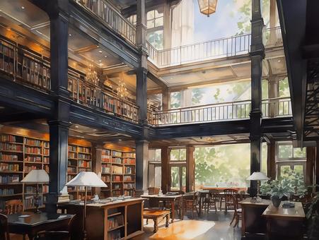 Illustration, library, this, bookshelf, 