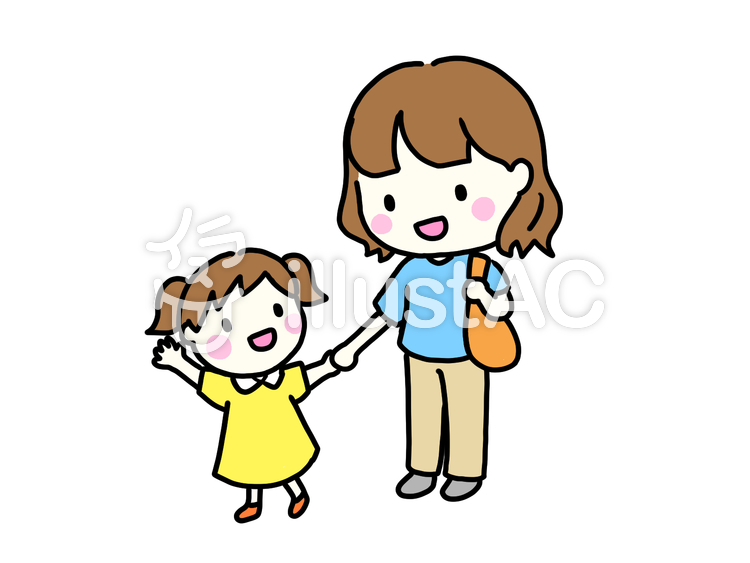 手をつなぐ親子 親子,子ども,お母さんのイラスト素材