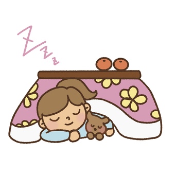 犬とこたつ 犬,女の子,冬,こたつ,ぬくぬく,あたたかい,かわいい,ゆるキャラ,眠い,ゴロゴロのイラスト素材